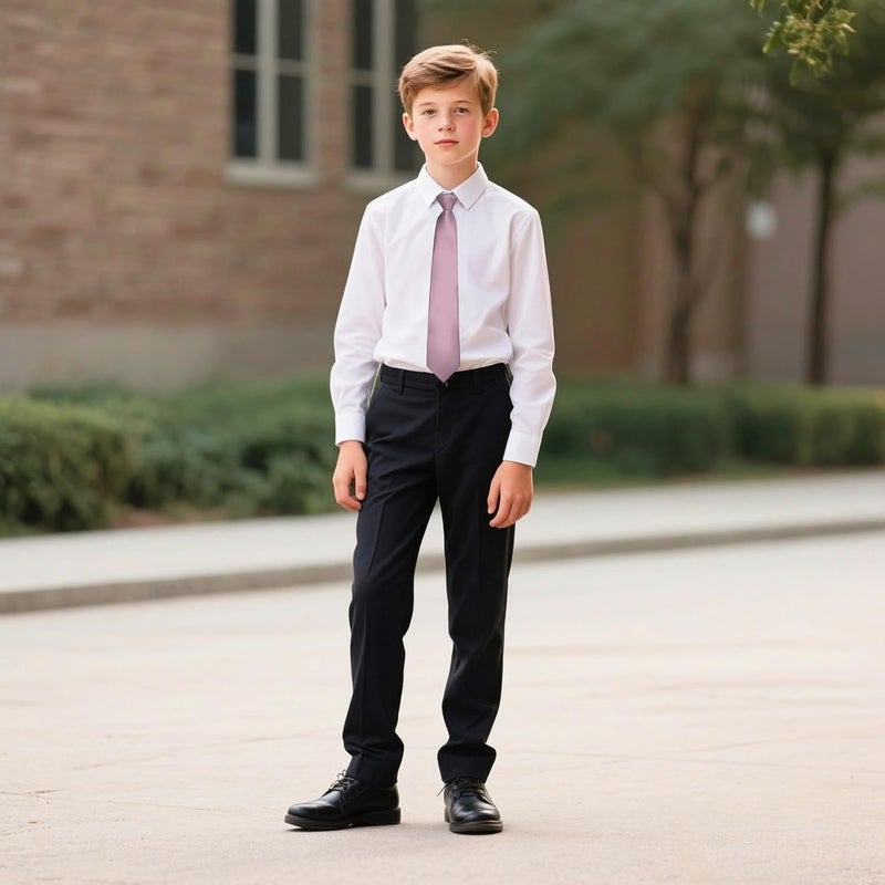 Branduce Pre-Tied Boys Ties Solid Color Kids Adjustable Necktie for Age 8-12 Wedding School Graduation - Image 3